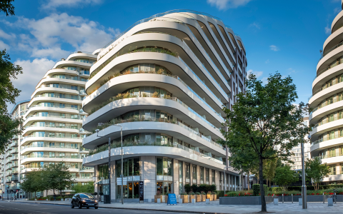 White building in city